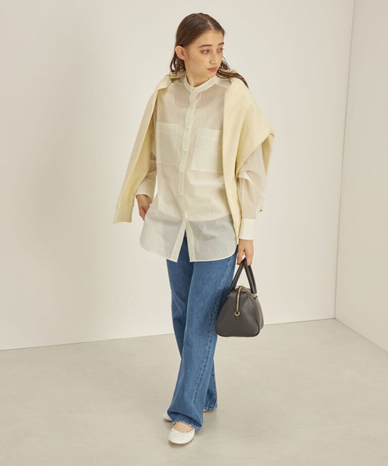 SHIPS for women「〈手洗い可能〉綿 ナイロン ワッシャー タフタ スタンドカラー シャツ ◇」|シャツ・ブラウス|