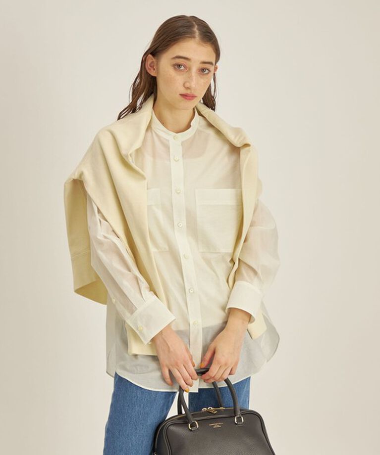 SHIPS for women「〈手洗い可能〉綿 ナイロン ワッシャー タフタ スタンドカラー シャツ ◇」|シャツ・ブラウス|