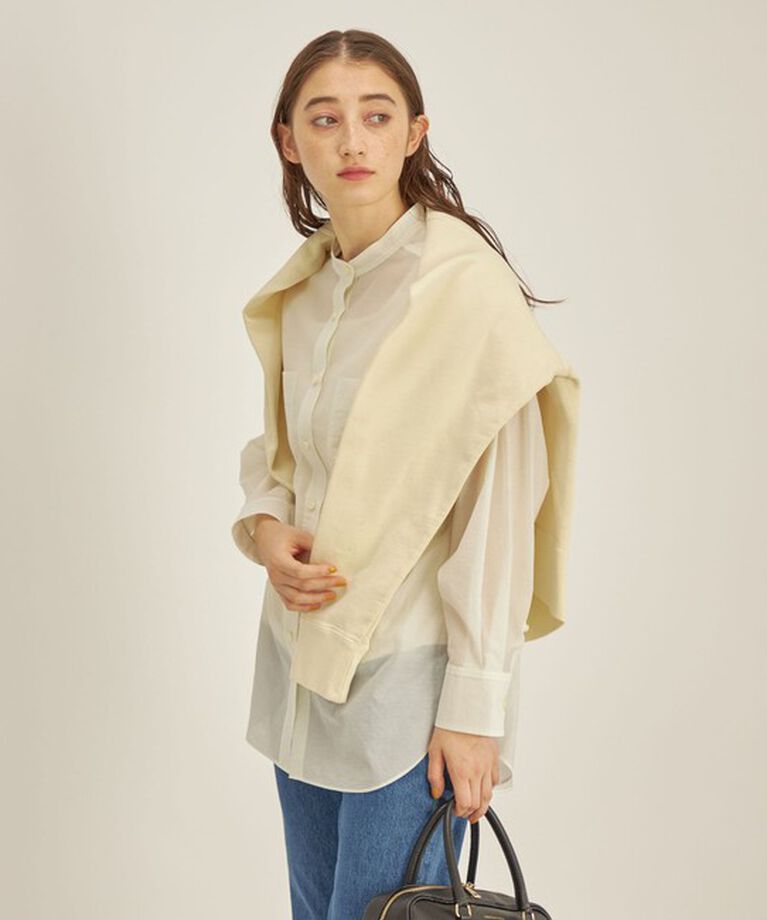 SHIPS for women「〈手洗い可能〉綿 ナイロン ワッシャー タフタ スタンドカラー シャツ ◇」|シャツ・ブラウス|