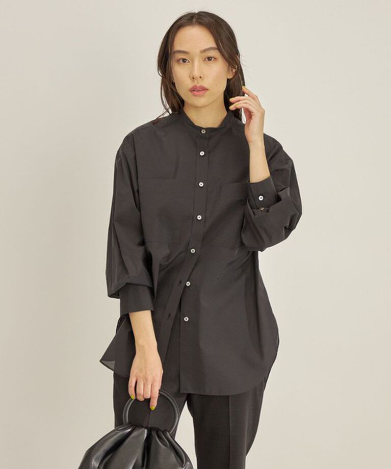 SHIPS for women「〈手洗い可能〉綿 ナイロン ワッシャー タフタ スタンドカラー シャツ ◇」|シャツ・ブラウス|