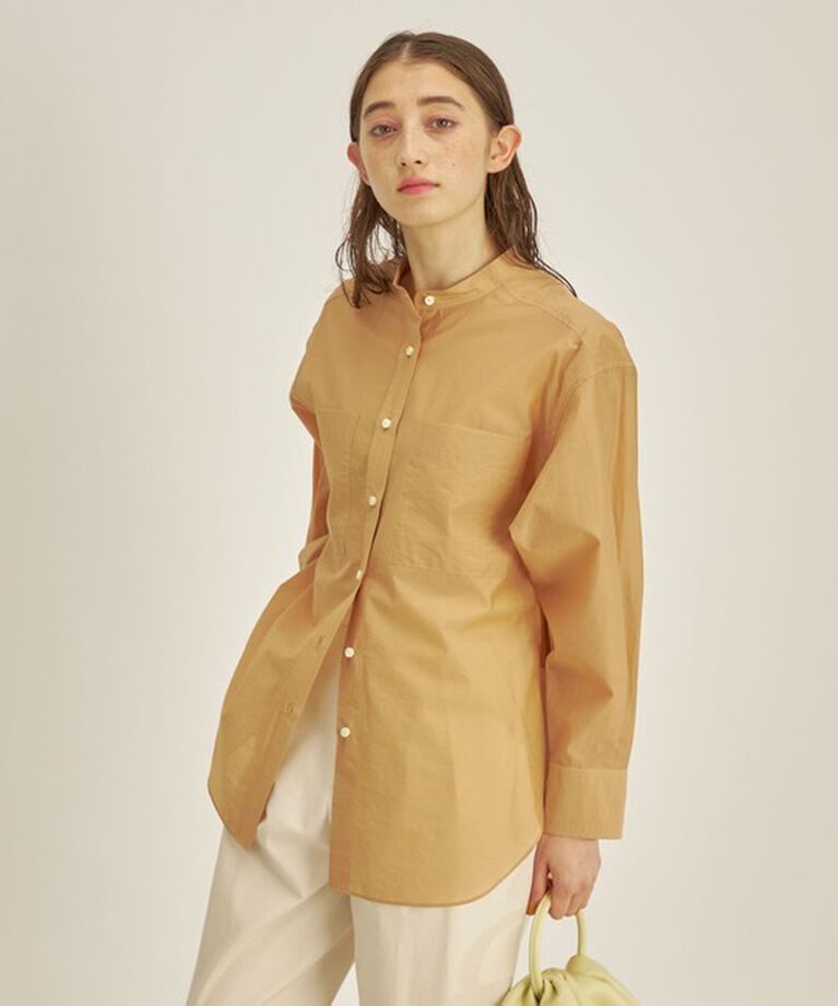 SHIPS for women「〈手洗い可能〉綿 ナイロン ワッシャー タフタ スタンドカラー シャツ ◇」|シャツ・ブラウス|