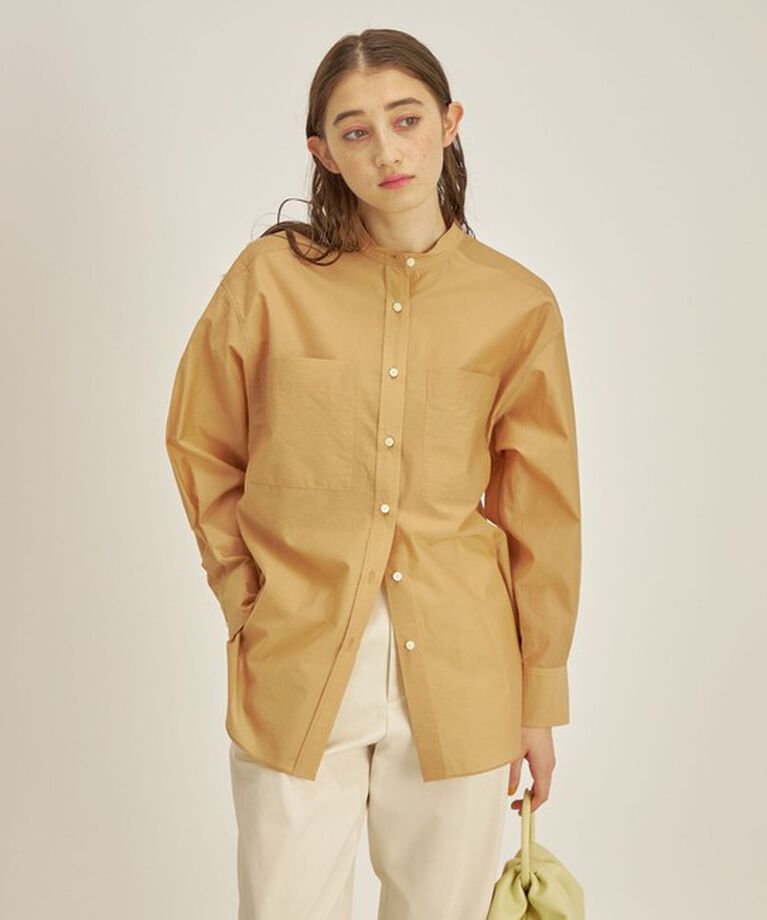 SHIPS for women「〈手洗い可能〉綿 ナイロン ワッシャー タフタ スタンドカラー シャツ ◇」|シャツ・ブラウス|