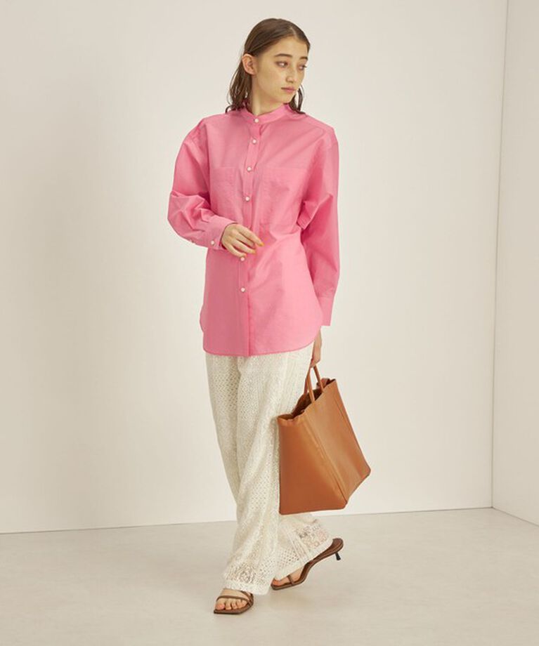 SHIPS for women「〈手洗い可能〉綿 ナイロン ワッシャー タフタ スタンドカラー シャツ ◇」|シャツ・ブラウス|