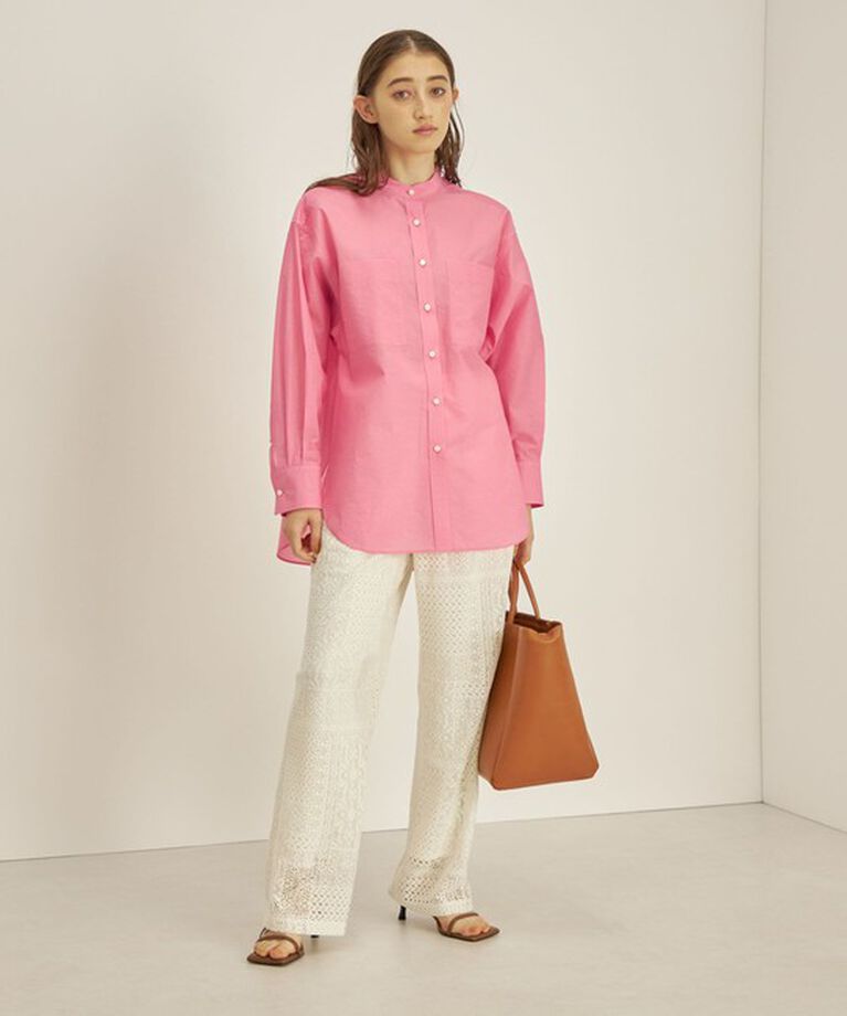 SHIPS for women「〈手洗い可能〉綿 ナイロン ワッシャー タフタ スタンドカラー シャツ ◇」|シャツ・ブラウス|