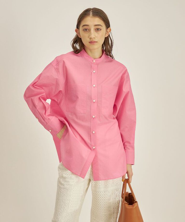 SHIPS for women「〈手洗い可能〉綿 ナイロン ワッシャー タフタ スタンドカラー シャツ ◇」|シャツ・ブラウス|