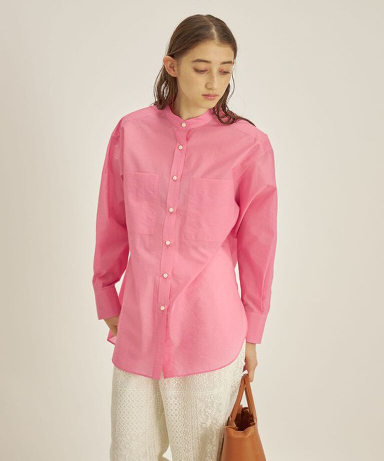 SHIPS for women「〈手洗い可能〉綿 ナイロン ワッシャー タフタ スタンドカラー シャツ ◇」|シャツ・ブラウス|
