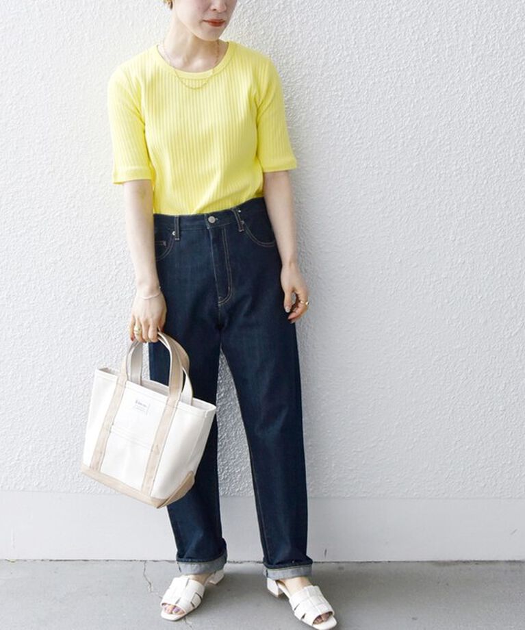 SHIPS any「SHIPS any:〈洗濯機可能〉テレコ リブ ハーフスリーブ TEE」|Tシャツ・カットソー|