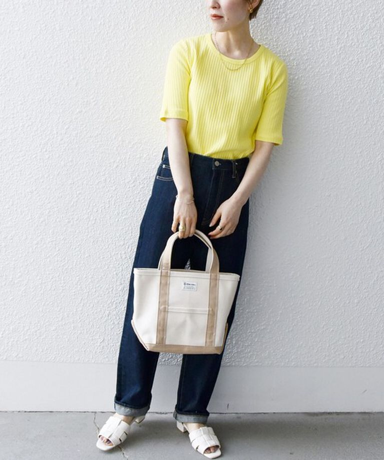 SHIPS any「SHIPS any:〈洗濯機可能〉テレコ リブ ハーフスリーブ TEE」|Tシャツ・カットソー|