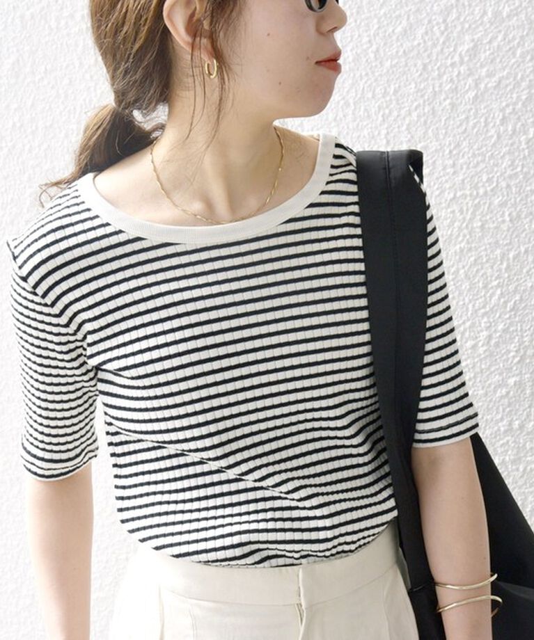 SHIPS any「SHIPS any:〈洗濯機可能〉テレコ リブ ハーフスリーブ TEE」|Tシャツ・カットソー|その他