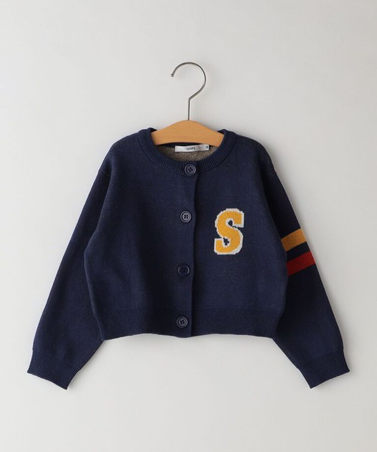 SHIPS KIDS「SHIPS KIDS:80～90cm /〈手洗い可能〉ジャカード レタード カーディガン」|カーディガン|ネイビー