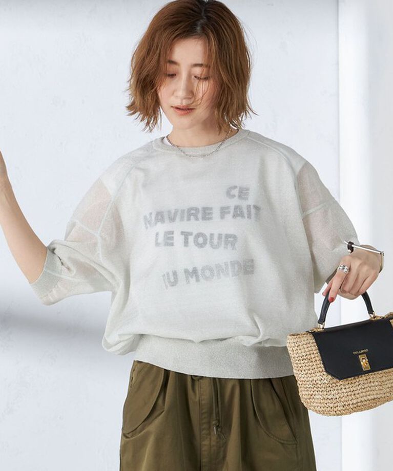 SHIPS for women「〈手洗い可能〉シアー ラメ 半袖 サマー ニット」|ニット・セーター|