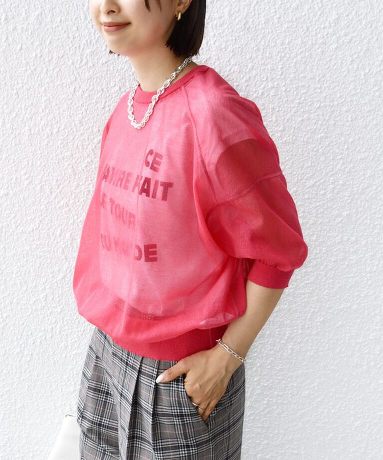 SHIPS for women「〈手洗い可能〉シアー ラメ 半袖 サマー ニット」|ニット・セーター|