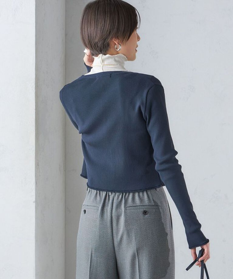 SHIPS for women「〈手洗い可能〉レーヨン ポリ リブ クルーネック カーディガン」|カーディガン|
