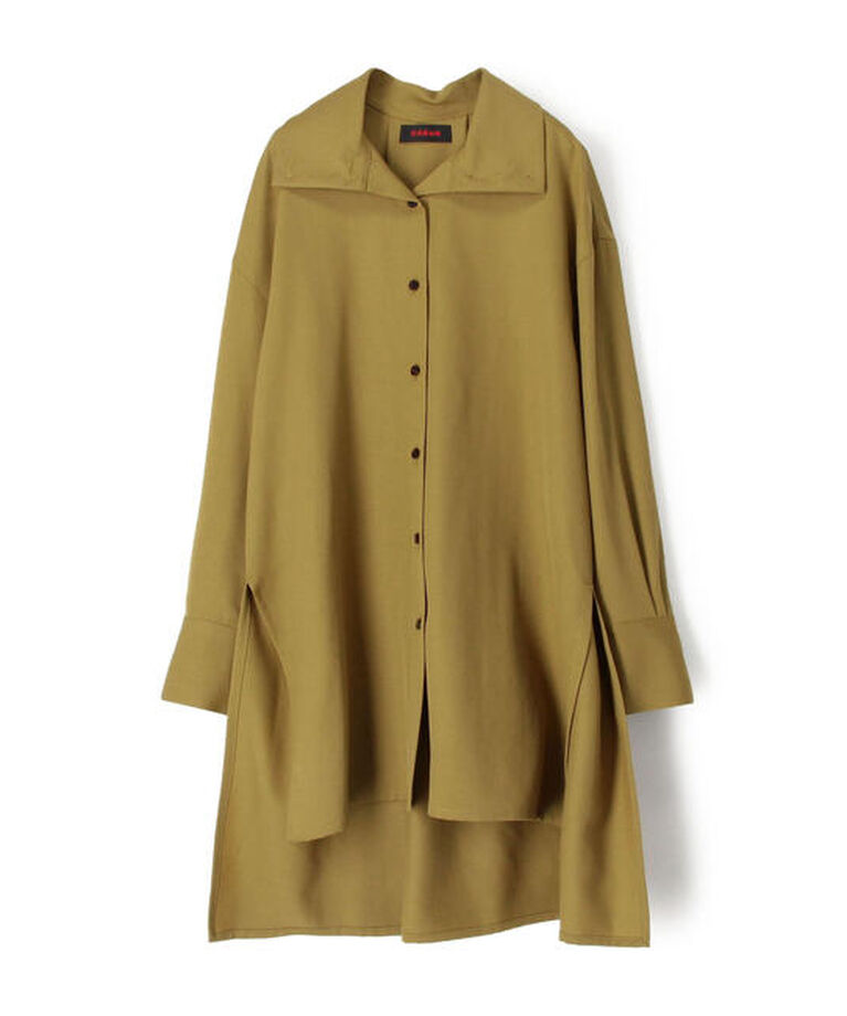 CABaN「CABaN ウールツイル ハイネックロングシャツ」|シャツ・ブラウス|53 カーキブラウン