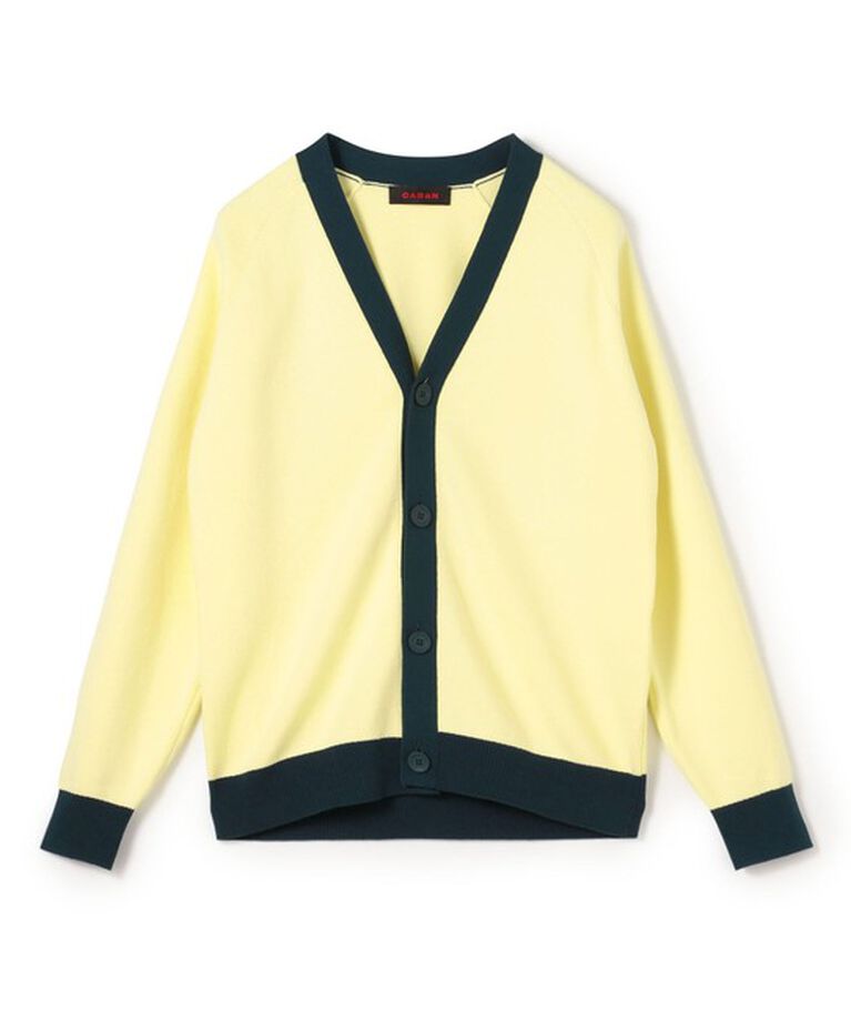 CABaN「CABaN コットンカシミヤ バイカラーVネックカーディガン」|カーディガン|24イエロー×グリーン