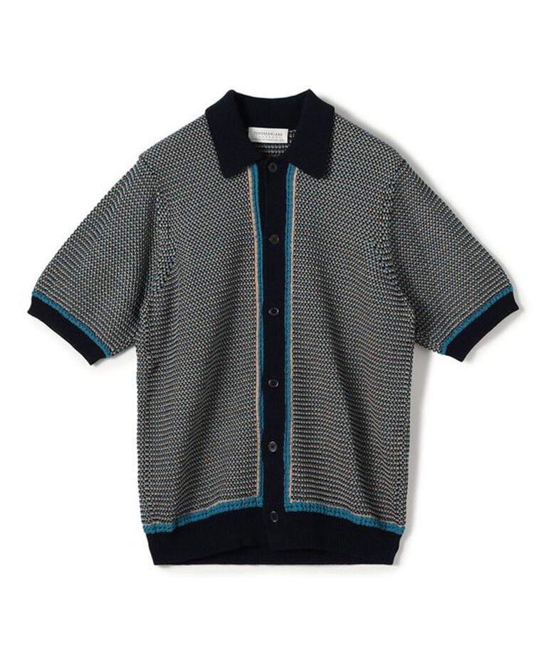 TOMORROWLAND MENS「TOMORROWLAND Tricot マーセライズコットン ハーフスリーブニット」|ニット・セーター|68 ブルー系