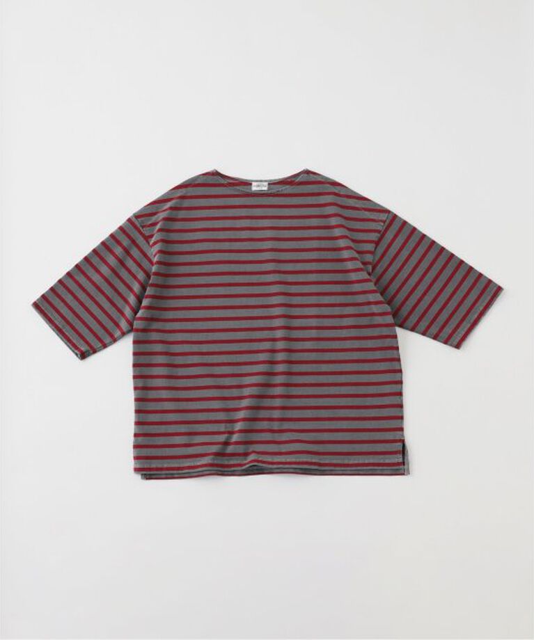 J.S.Homestead「J.S.Homestead / ピグメントボーダー ボートネックTシャツ」|Tシャツ・カットソー|グレーA