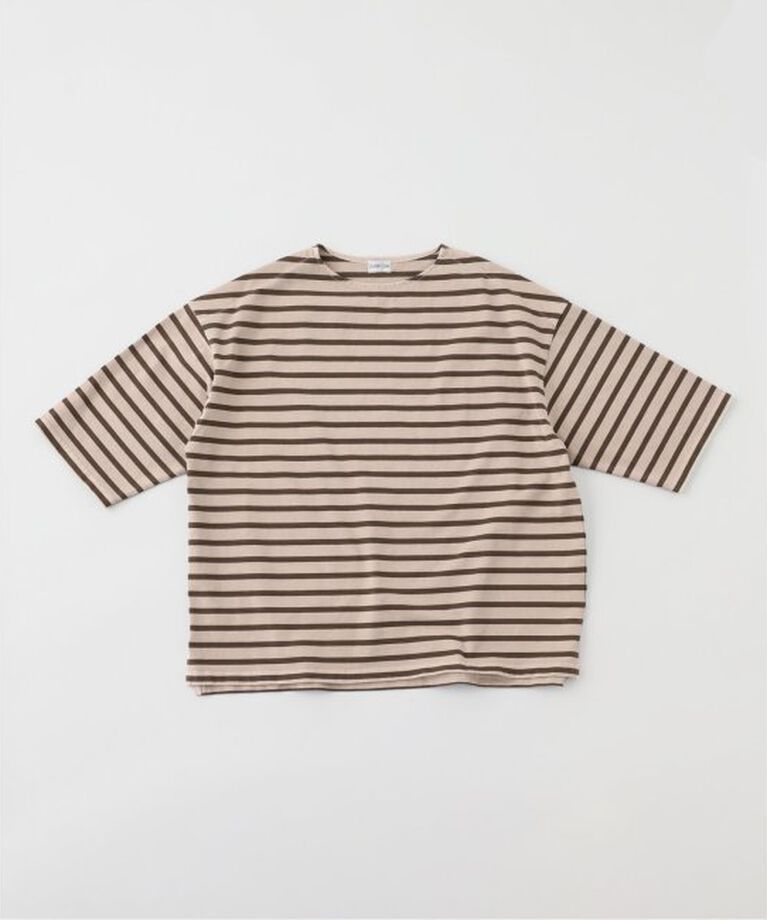 J.S.Homestead「J.S.Homestead / ピグメントボーダー ボートネックTシャツ」|Tシャツ・カットソー|ベージュ