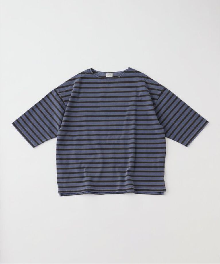 J.S.Homestead「J.S.Homestead / ピグメントボーダー ボートネックTシャツ」|Tシャツ・カットソー|ブルー