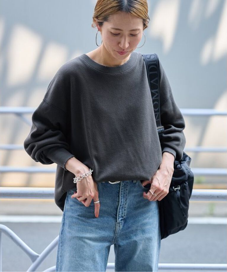 FRAMeWORK「Healthknit/ヘルスニット 別注Thermal king Honeycomb」|Tシャツ・カットソー|ブラック D