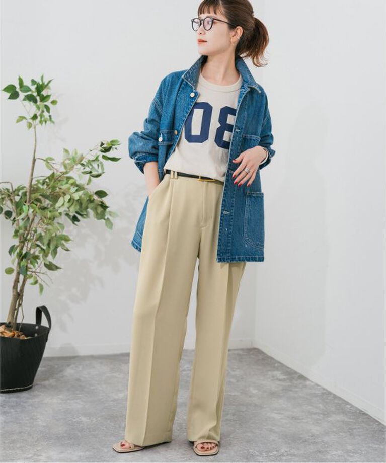 Spick and Span「ストレッチタックストレートパンツ」|スラックス|