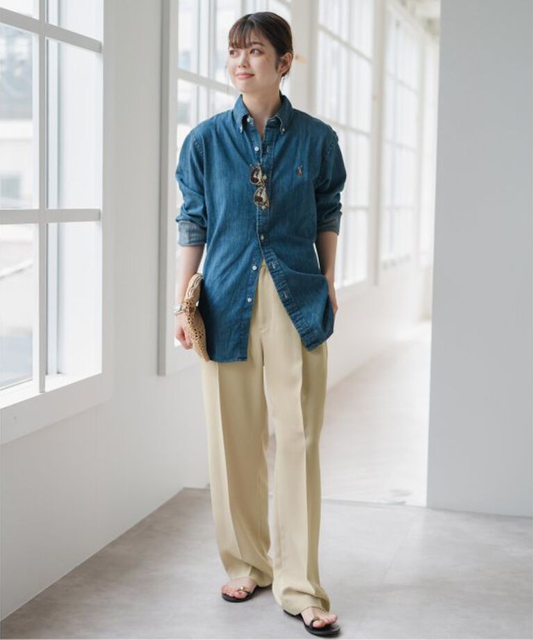 Spick and Span「ストレッチタックストレートパンツ」|スラックス|