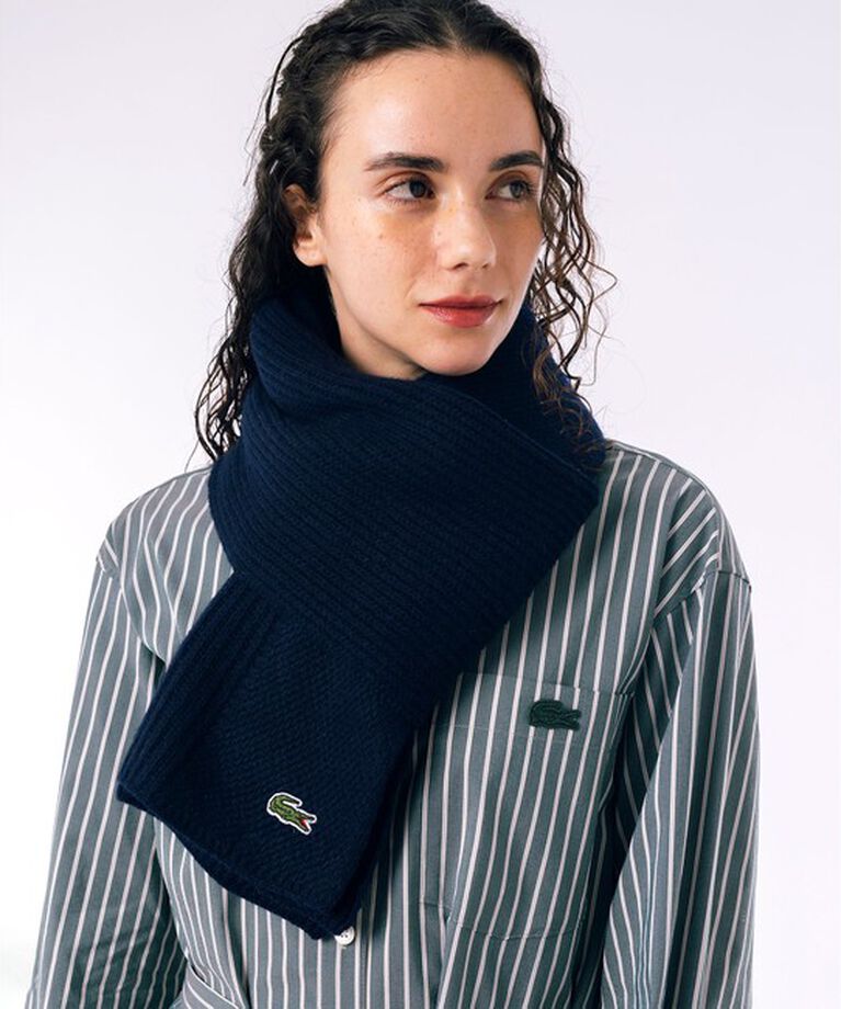 LACOSTE「コンビ・ニッティングマフラー」|マフラー|ダークネイビー