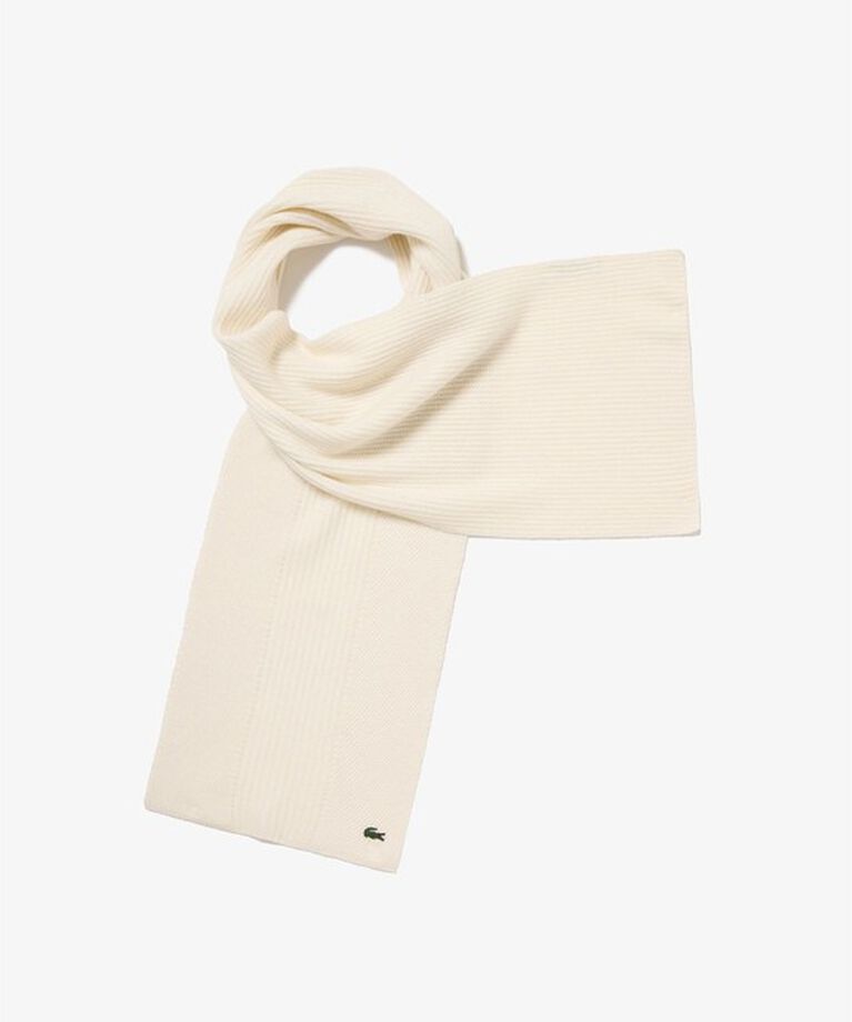 LACOSTE「コンビ・ニッティングマフラー」|マフラー|オフホワイト