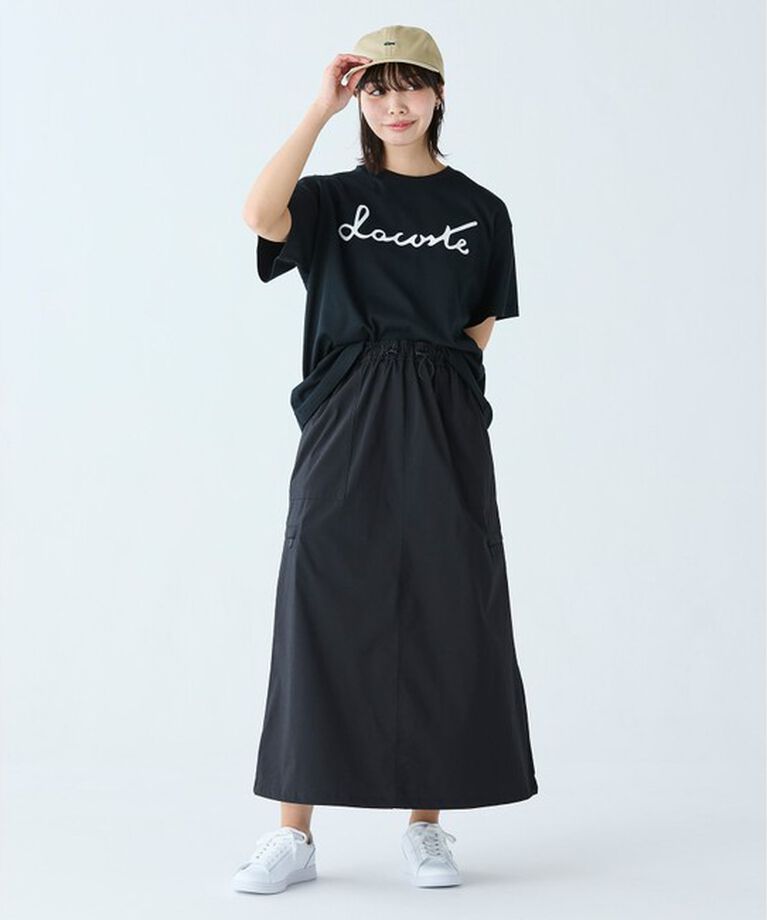 LACOSTE「【オンライン限定】LACOSTE スクリプトネームロゴ  ルーズシルエットハーフスリーブTシャツ」|Tシャツ・カットソー|