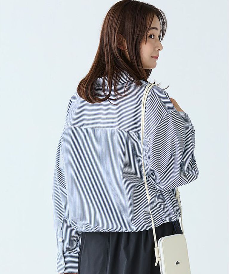 LACOSTE「ショート&ワイドクロップド バルーンスリーブ ストライプシャツ」|シャツ・ブラウス|