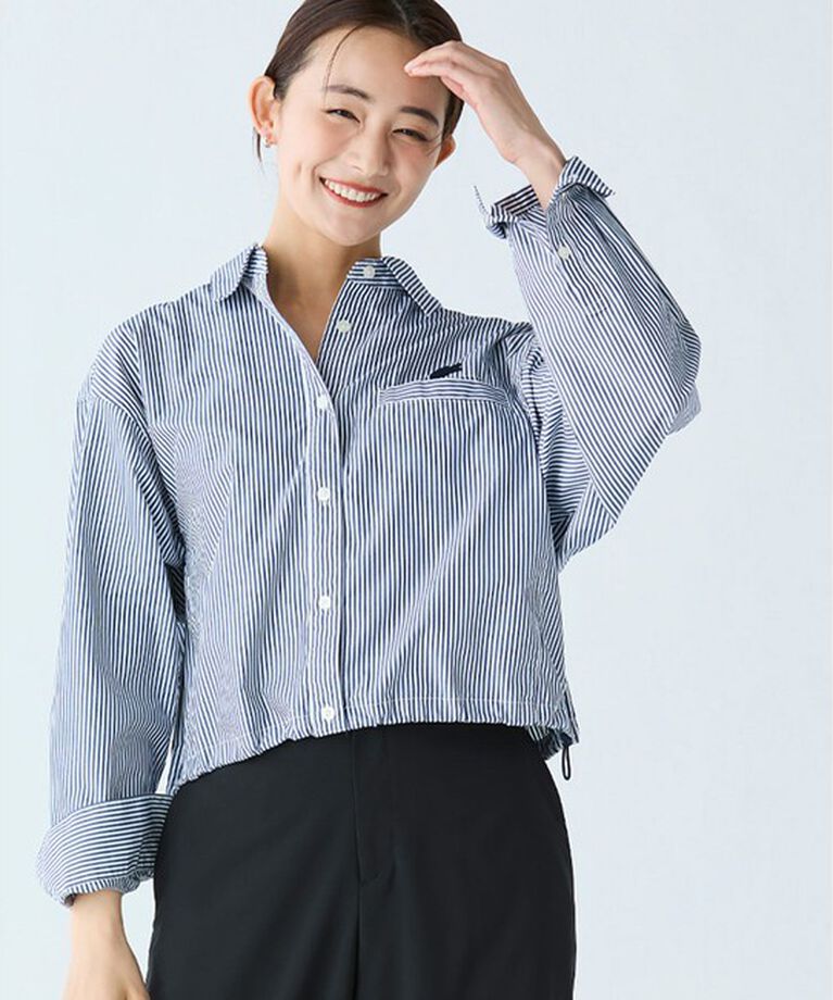 LACOSTE「ショート&ワイドクロップド バルーンスリーブ ストライプシャツ」|シャツ・ブラウス|
