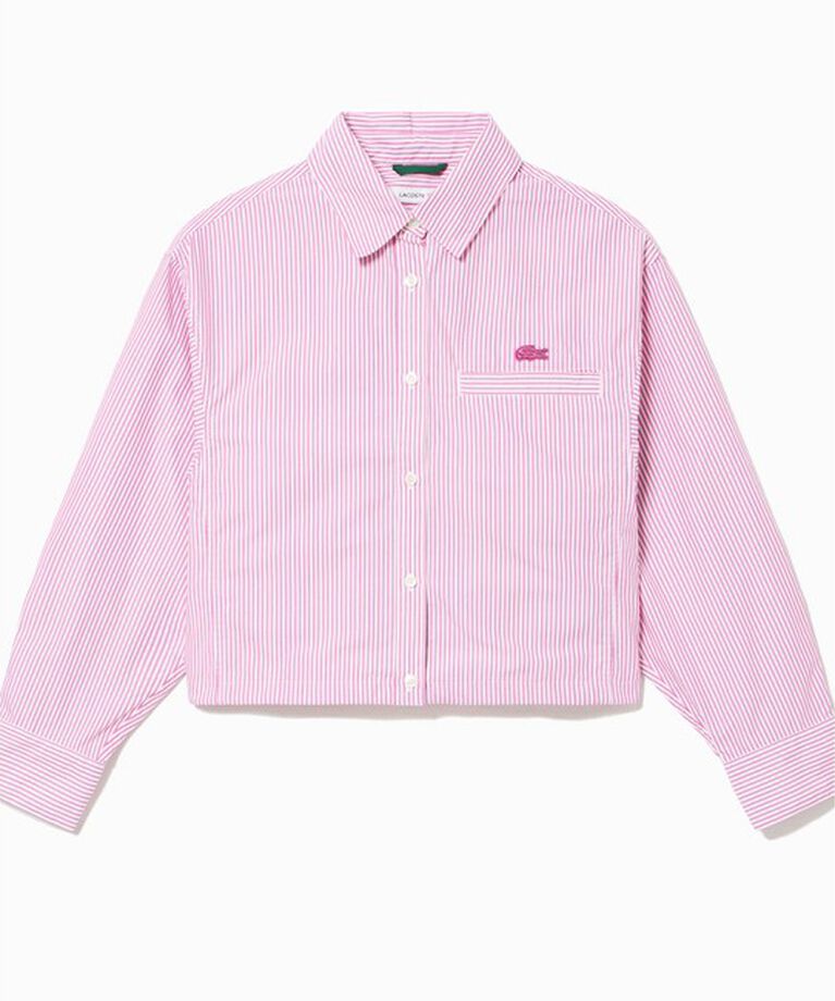 LACOSTE「ショート&ワイドクロップド バルーンスリーブ ストライプシャツ」|シャツ・ブラウス|