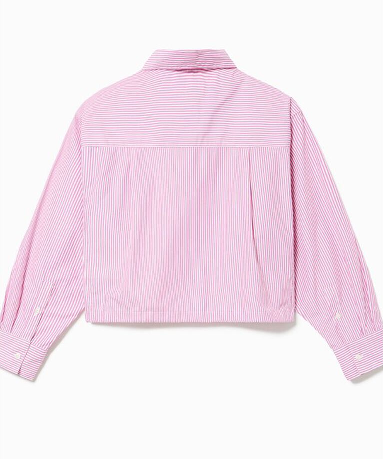 LACOSTE「ショート&ワイドクロップド バルーンスリーブ ストライプシャツ」|シャツ・ブラウス|