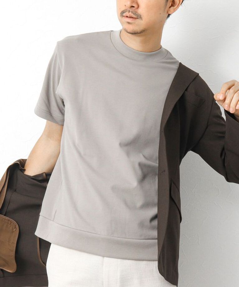 NOLLEY'S goodman「《ビジカジ対応》吸水速乾カノコ ドレスTシャツ」|Tシャツ・カットソー|グレーベージュ