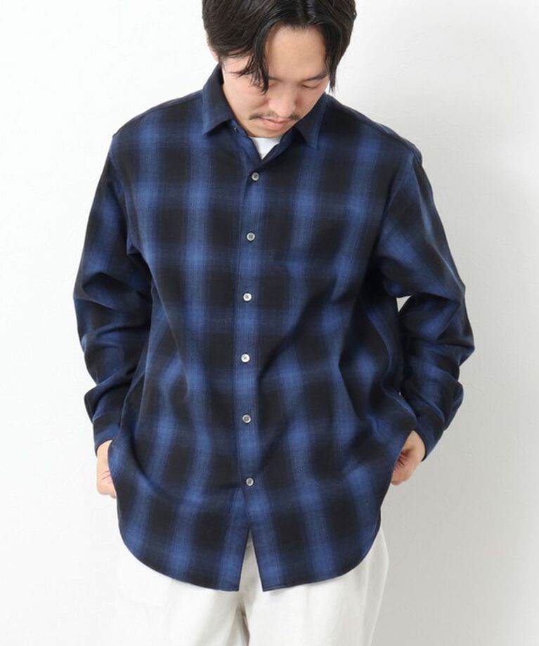 NOLLEY'S goodman「シャギーチェック レギュラーシャツ 24AW」|シャツ・ブラウス|ブルー系その他