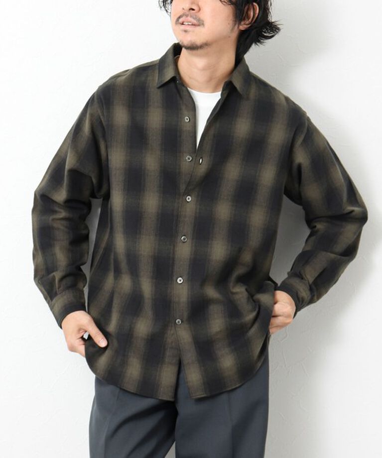 NOLLEY'S goodman「シャギーチェック レギュラーシャツ 24AW」|シャツ・ブラウス|グリーン系その他
