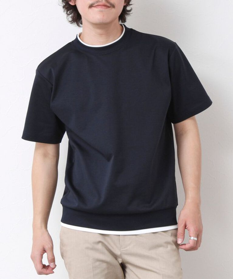 NOLLEY'S goodman「《接触冷感》スーピマコットン ダブルカラーTee 25SS」|Tシャツ・カットソー|ネイビー