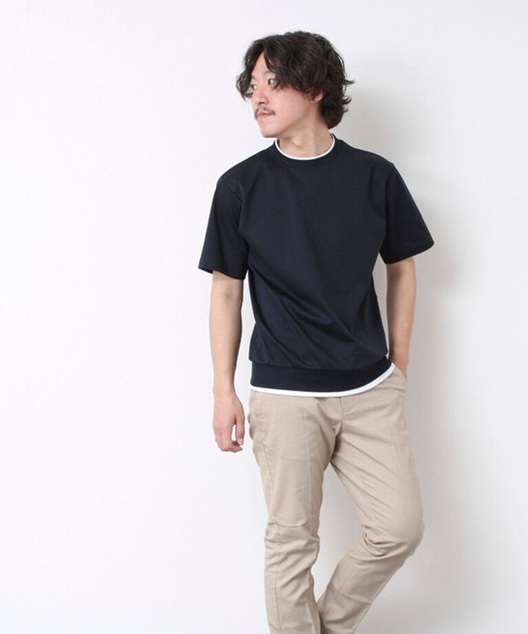NOLLEY'S goodman「《接触冷感》スーピマコットン ダブルカラーTee 25SS」|Tシャツ・カットソー|