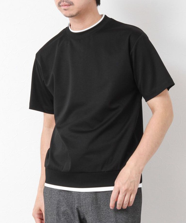 NOLLEY'S goodman「《接触冷感》スーピマコットン ダブルカラーTee 25SS」|Tシャツ・カットソー|ブラック