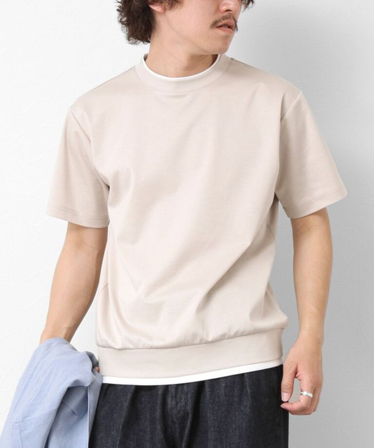 NOLLEY'S goodman「《接触冷感》スーピマコットン ダブルカラーTee 25SS」|Tシャツ・カットソー|グレーベージュ