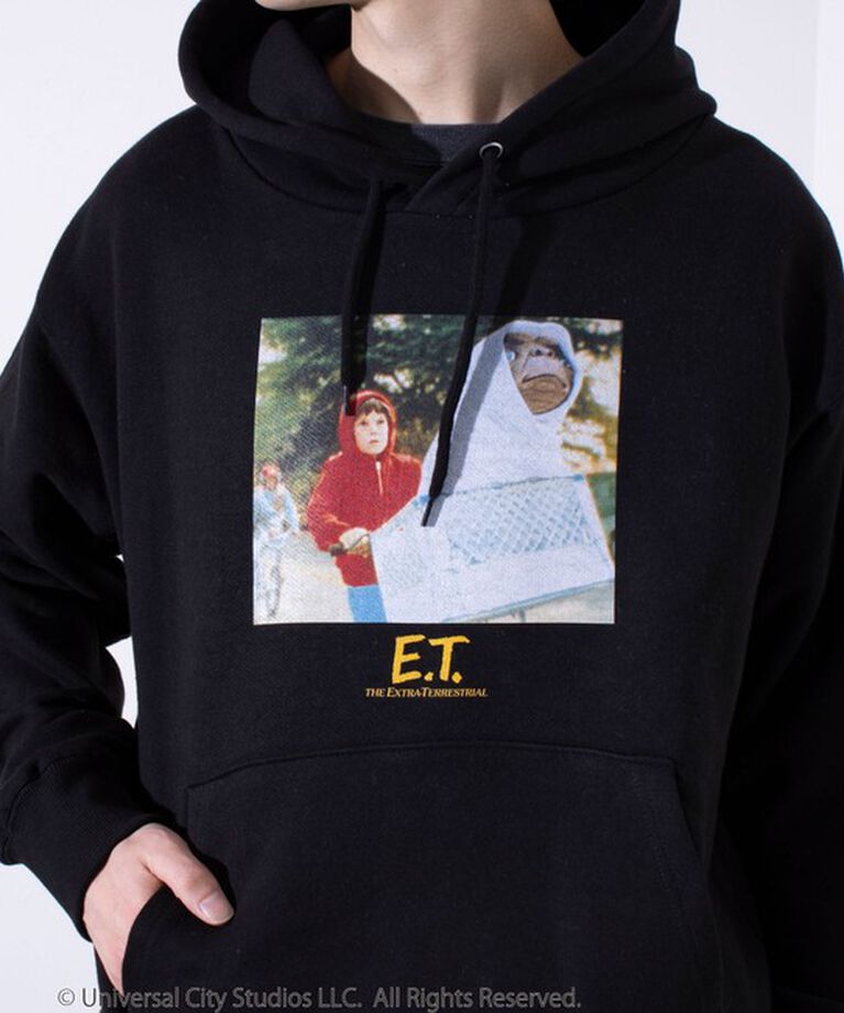GLOSTER「【GLOSTER】×【E.T.】フォトプリント スウェット プルオーバーフーディ パーカー」|パーカー|ブラック