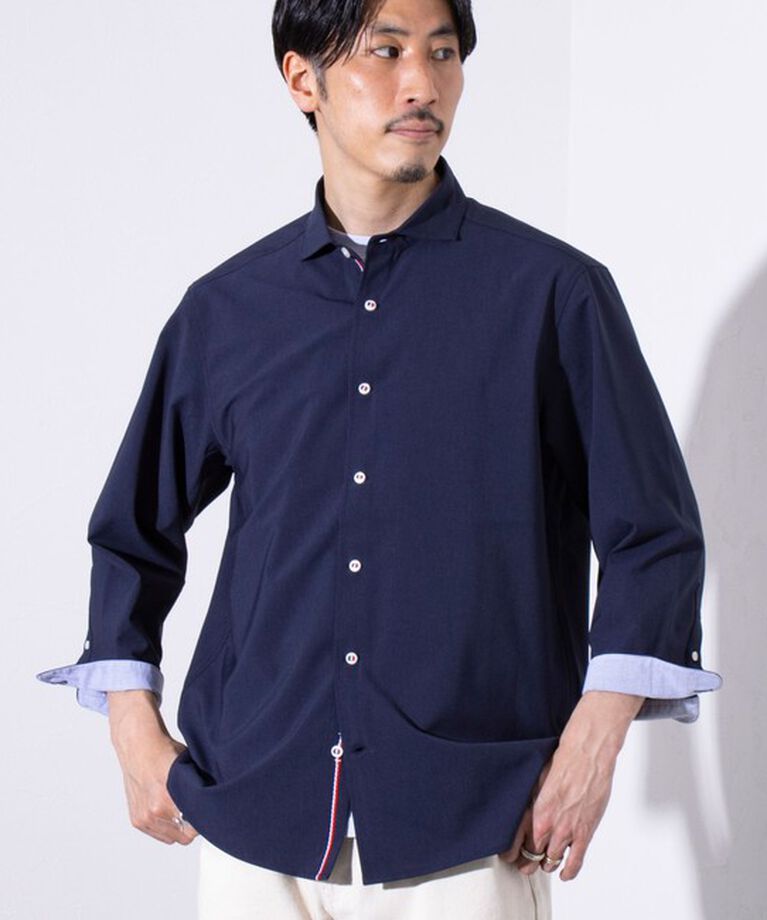 GLOSTER「【GLOSTER/グロスター】COOLMAX ポリトロ パラシュートボタン 七分袖レギュラーシャツ」|シャツ・ブラウス|