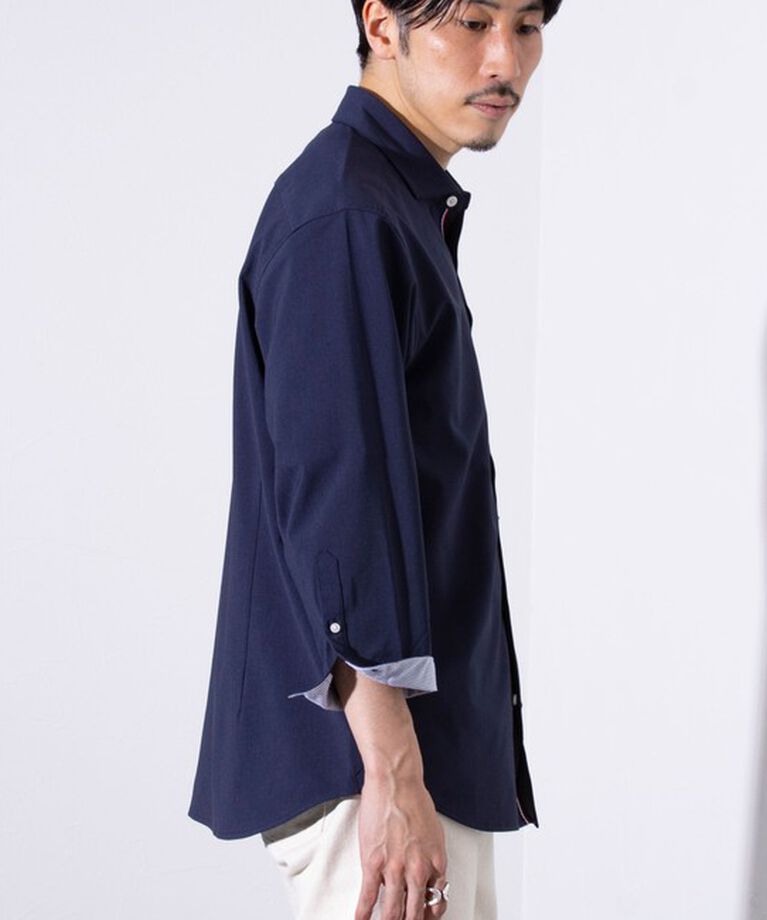 GLOSTER「【GLOSTER/グロスター】COOLMAX ポリトロ パラシュートボタン 七分袖レギュラーシャツ」|シャツ・ブラウス|
