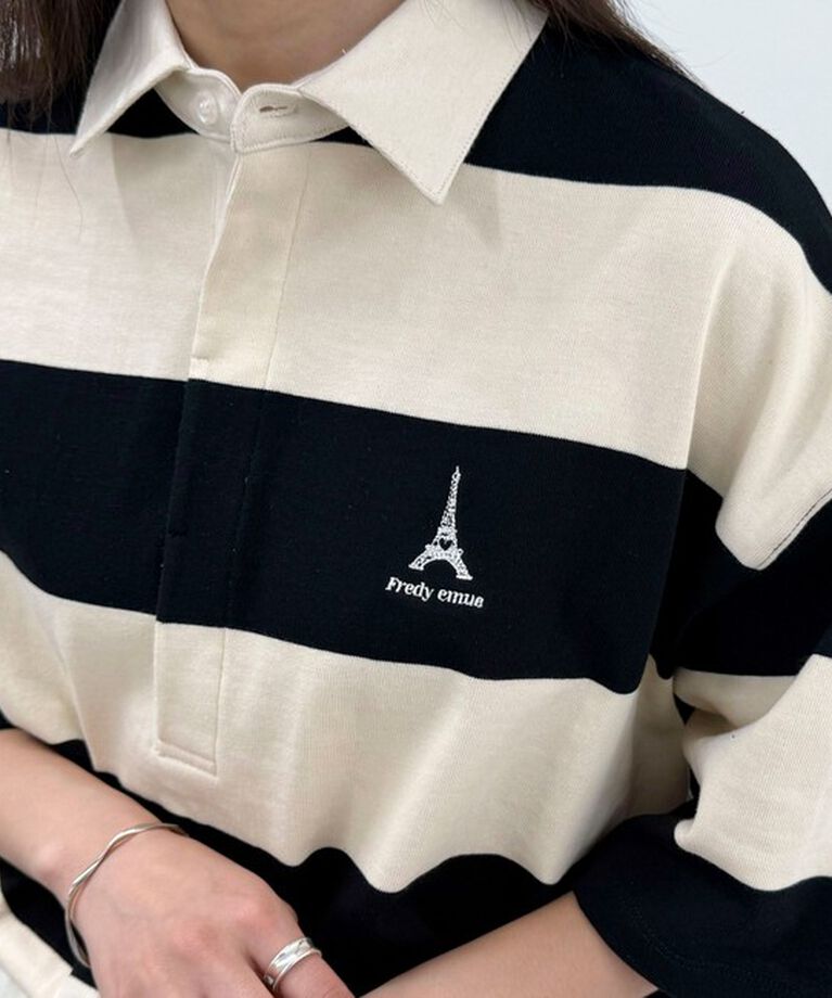 fredy emue「ワンポイント刺繍半袖ラガーシャツ」|Tシャツ・カットソー|