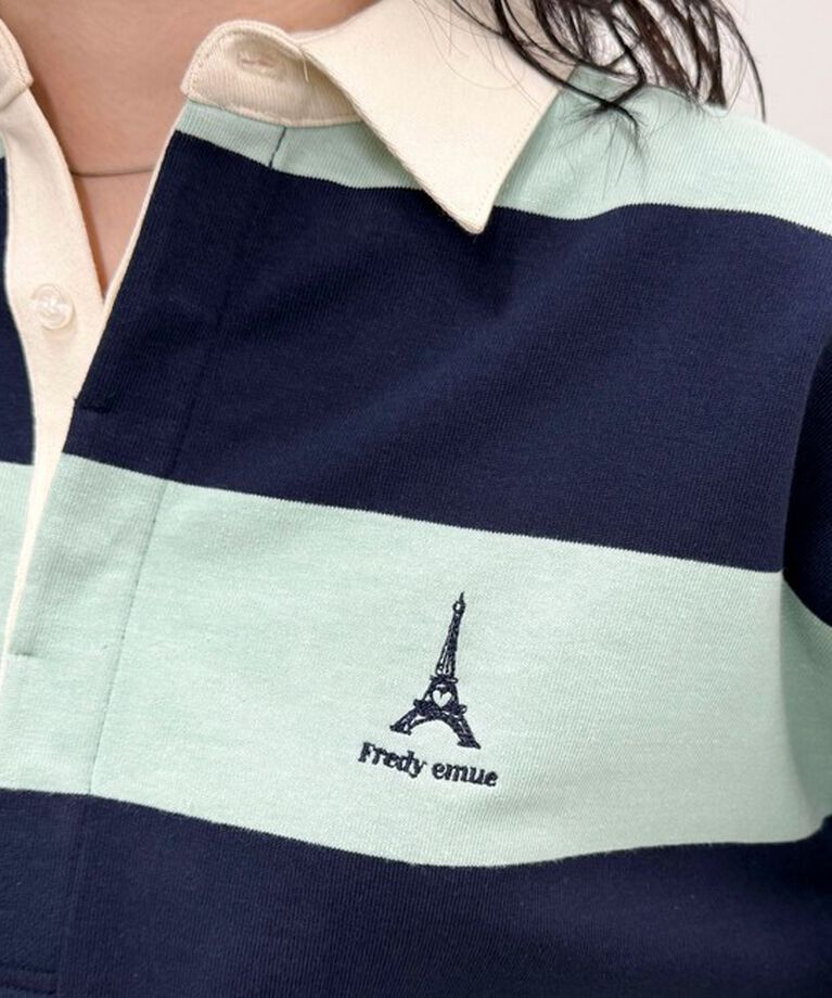 fredy emue「ワンポイント刺繍半袖ラガーシャツ」|Tシャツ・カットソー|