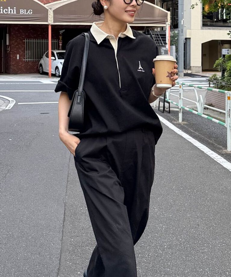 fredy emue「ワンポイント刺繍半袖ラガーシャツ」|Tシャツ・カットソー|