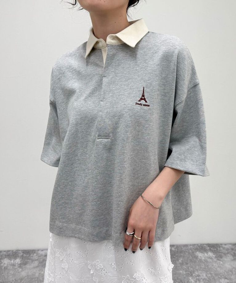 fredy emue「ワンポイント刺繍半袖ラガーシャツ」|Tシャツ・カットソー|