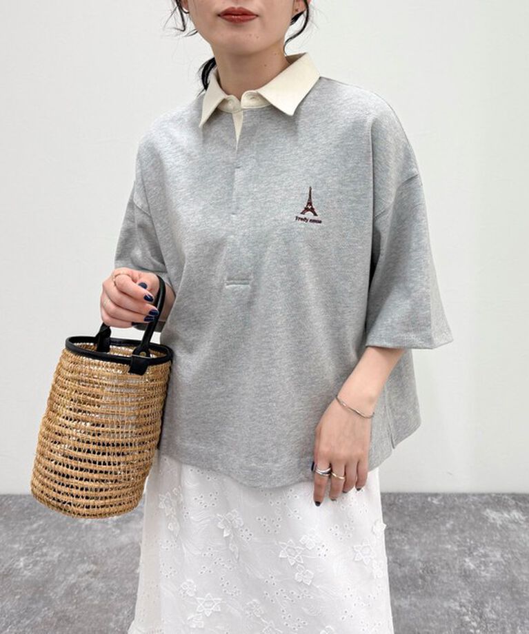 fredy emue「ワンポイント刺繍半袖ラガーシャツ」|Tシャツ・カットソー|
