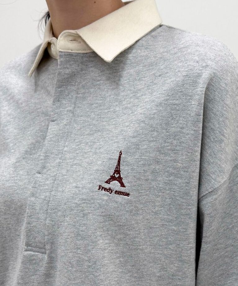 fredy emue「ワンポイント刺繍半袖ラガーシャツ」|Tシャツ・カットソー|
