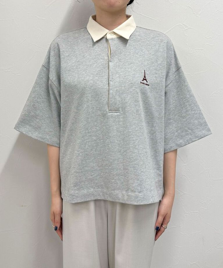 fredy emue「ワンポイント刺繍半袖ラガーシャツ」|Tシャツ・カットソー|